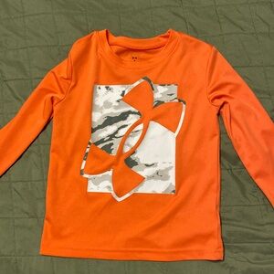 Under Armour Kids Boys Orange Camo Dry Fit Long Sleeve Shirt
